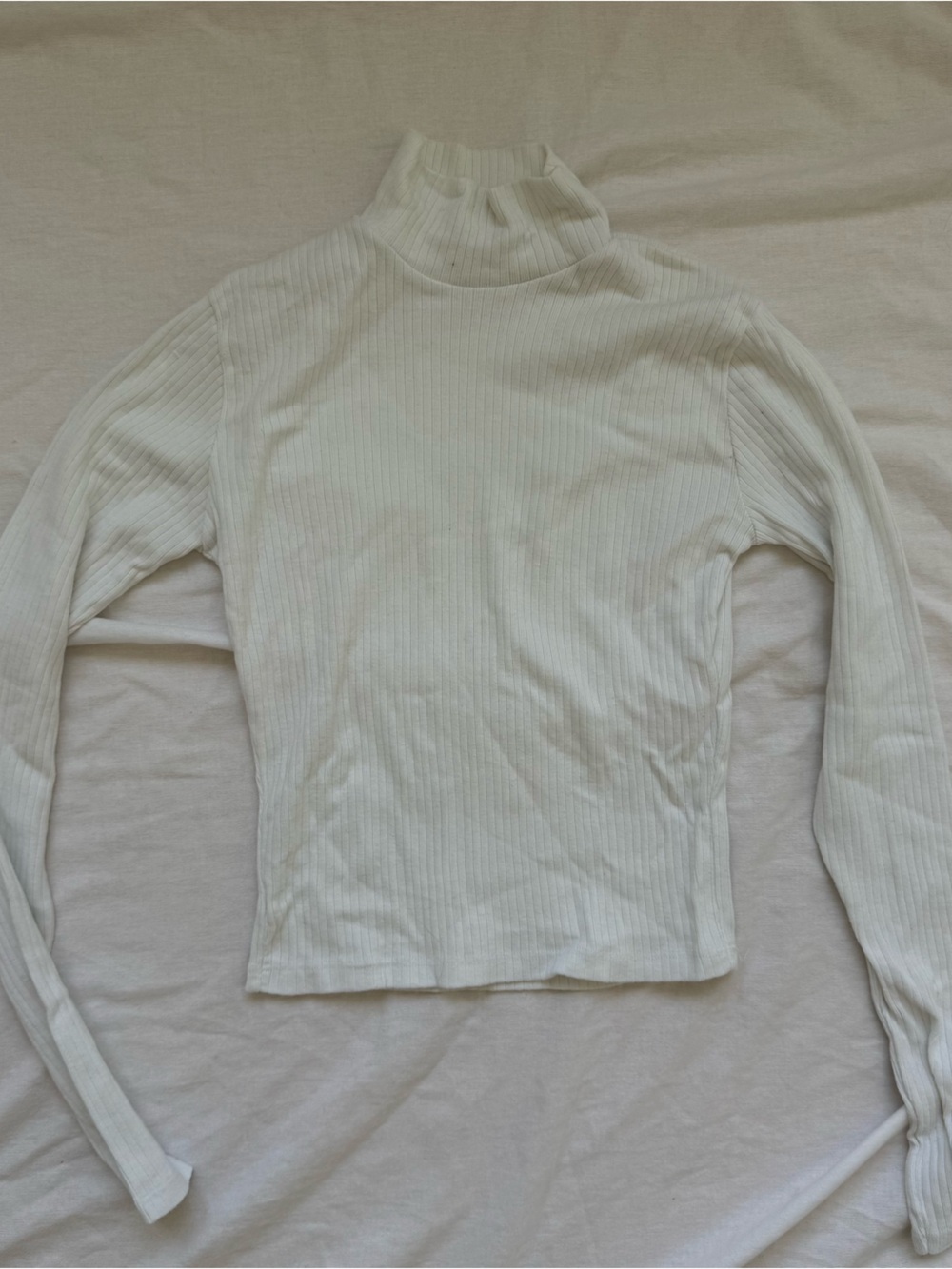 Brandy Melville White Ribbed Long-Sleeve Turtleneck
